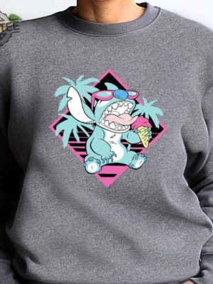 Lilo And Stitch Ice Cream Sweatshirt Ohana Means Family Sweatshirt Stitch Sweatshirt Unique revetee 2