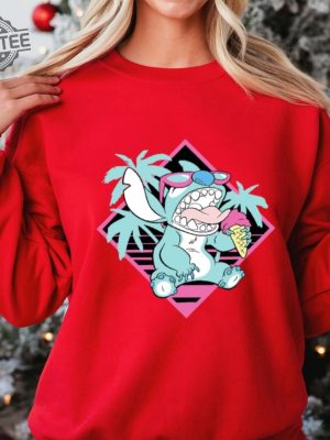 Lilo And Stitch Ice Cream Sweatshirt Ohana Means Family Sweatshirt Stitch Sweatshirt Unique revetee 5