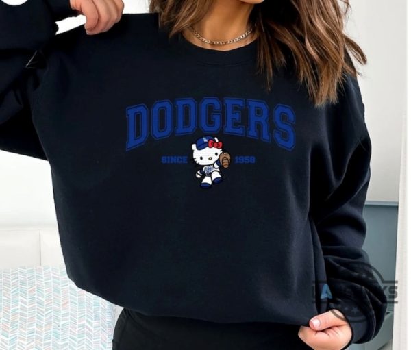 hello kitty la dodgers shirt since 1958 baseball sanrio tshirt sweatshirt hoodie laughinks 3