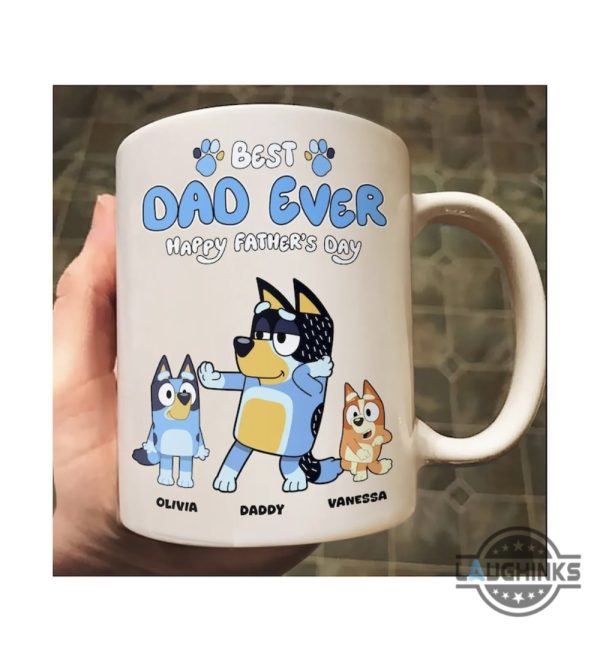 bluey dad coffee mug best dad ever funny bluey bandit ceramic cups happy fathers day gift for dads custom bluey family mugs laughinks 1