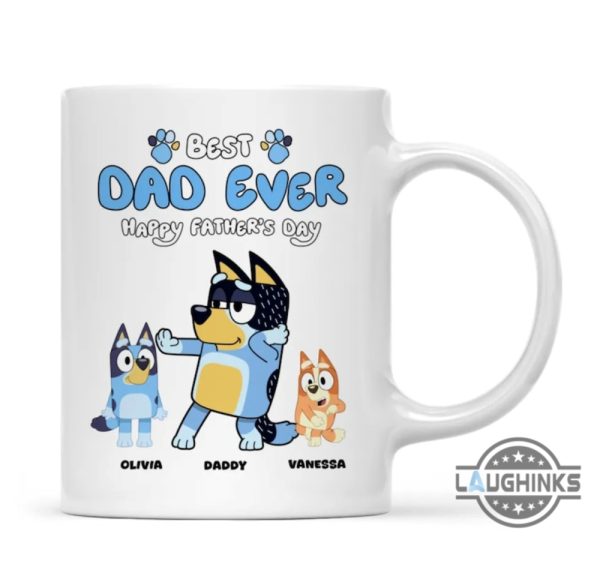 bluey dad coffee mug best dad ever funny bluey bandit ceramic cups happy fathers day gift for dads custom bluey family mugs laughinks 4