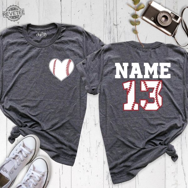 Baseball Heart Shirt Personalized Baseball Tshirt Baseball Mom Shirt Baseball Team Outfit Sport Lover Shirt Unique revetee 2