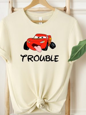 Where I Go Trouble Follows Shirt Mcqueen And Sally Matching Shirts Funny Couple Matching Tee Lightning Mcqueen Shirt revetee 3