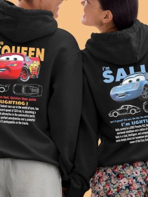 Vintage Cars Matching Shirt Lightning Mcqueen And Sally Couple T Shirt Limited Mcqueen Hoodie Car Movie Sweatshirt revetee 2