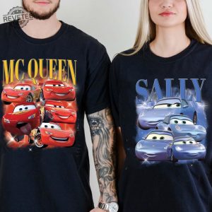 Vintage Cars Matching Shirt Lightning Mcqueen And Sally Couple T Shirt Limited Mcqueen T Shirt Oversized Washed Shirt revetee 2