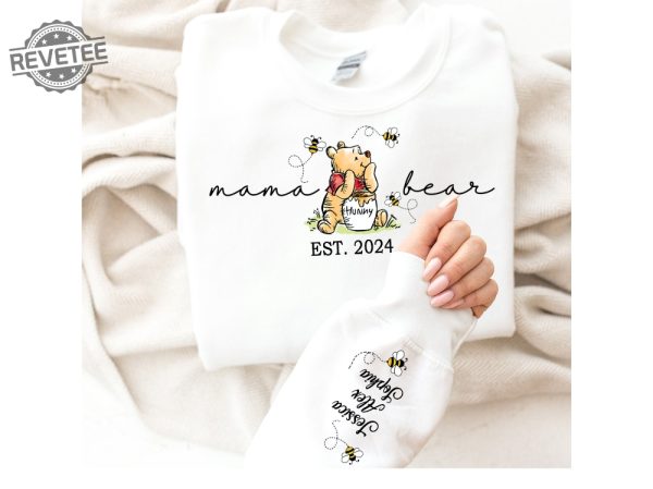 Custom Mama Bear Sweatshirt Mama Est With Kids Name On Sleeve Sweatshirt Personalized Mom Sweatshirt Mothers Day Shirt Unique revetee 1