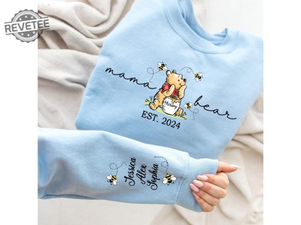 Custom Mama Bear Sweatshirt Mama Est With Kids Name On Sleeve Sweatshirt Personalized Mom Sweatshirt Mothers Day Shirt Unique revetee 5