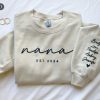 Personalized Mama Est Sweatshirt With Kid Names On Sleeve Mothers Day Gift Birthday Gift For Mom Minimalist Mom Sweater Unique revetee 1