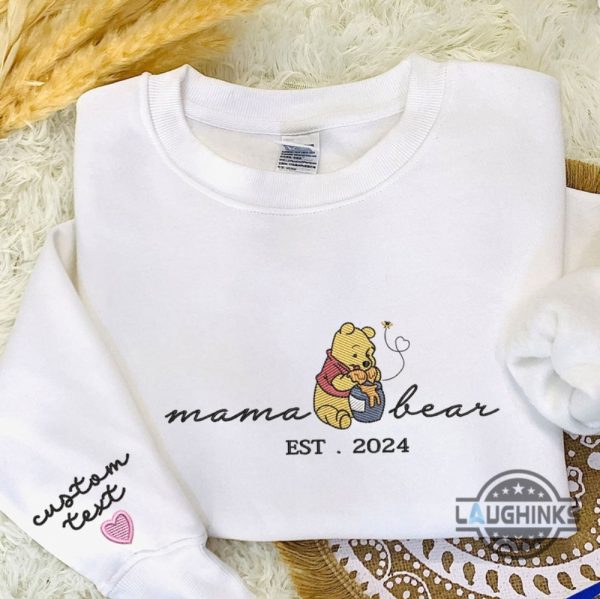 custom mama bear shirt embroidered winnie the pooh tshirt sweatshirt hoodie mothers day gift for moms laughinks 1