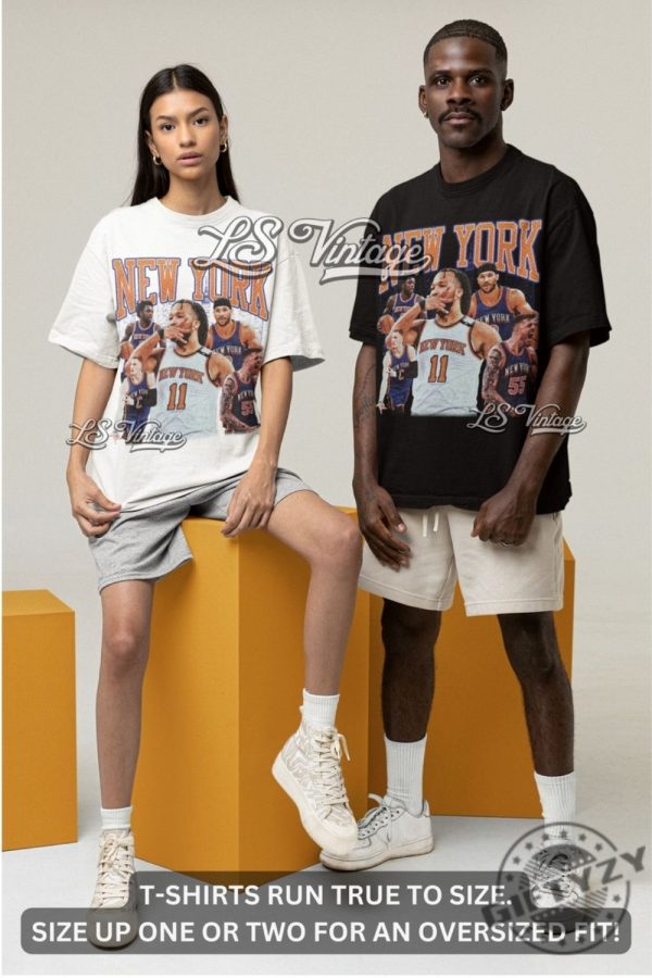 New York Jalen Brunson Josh Hart Og Anunoby Donte Divincenzo Isaiah Hartenstein Shirt Vintage Graphic Tee Bootleg 90S Style Oversized Shirt giftyzy 3