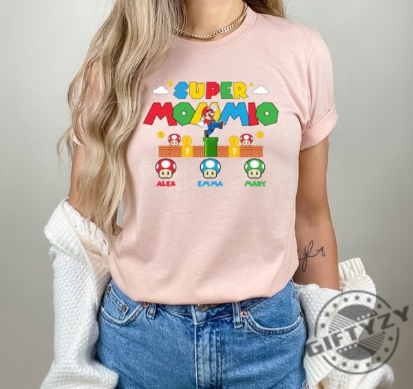 Custom Super Mommio Shirt Personalized Mommio Tshirt Mothers Day Gift Mommio Hoodie Custom Kids Name Mom Sweatshirt Gamer Mom Shirt giftyzy 3