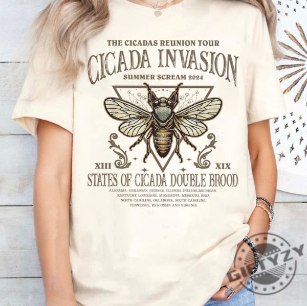 The Cicadas Reunion Tour Shirt Cicadas Invasion Summer Scream 2024 Shirt States Of Cicada Double Brood Xiii Xix Gift For Nature Lovers giftyzy 4
