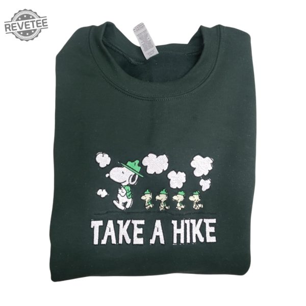 Snoopy Take A Hike Embroidered Sweatshirt Woodstock Hiking Embroidered Sweater Snoopy Take A Hike Embroidered Shirt Unique revetee 1