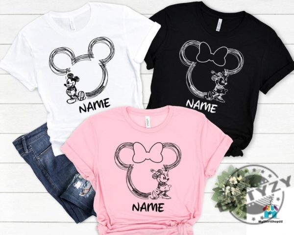 Custom Disney Mickey Minnie Matching Shirt With Name Shirt Personalized Disney Family Matching Shirt Disneyland Vacation Trip Shirt giftyzy 1