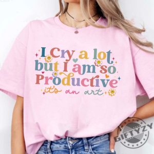 I Cry A Lot But I Am So Productive Ts Shirt Taylor Swift Song Lyrics Tshirt Funny Mothers Day Hoodie I Cry A Lot Sweater Ttpd Sweatshirt Cute Daisy Flower Mom Shirt giftyzy 5