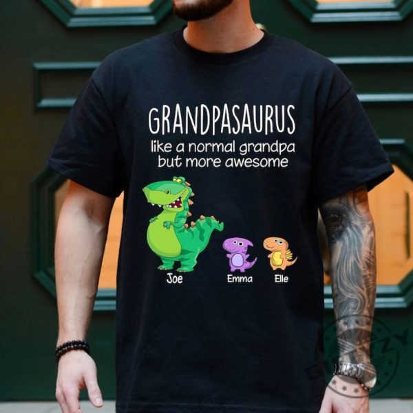 Personalized Grandpasaurus Like A Normal Grandpa But More Awesome Shirts Grandpa Shirt Papa Shirt Daddy Shirts For Men Funny Dad Shirt giftyzy 1