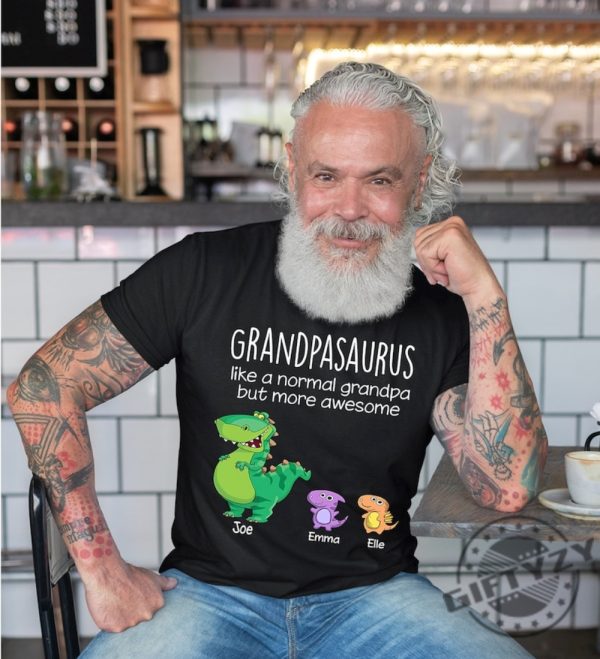 Personalized Grandpasaurus Like A Normal Grandpa But More Awesome Shirts Grandpa Shirt Papa Shirt Daddy Shirts For Men Funny Dad Shirt giftyzy 4