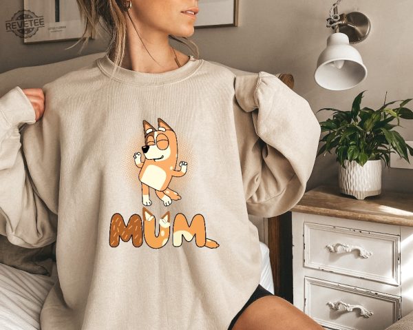 Bluey Mother Sweatshirt Blue Dog Sweatshirt Dog Mom Birthday Party Shirt Mothers Day Sweatshirt Bluey Mama Shirt Unique revetee 4