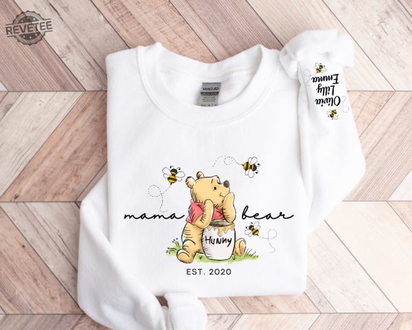 Custom Mama Bear Sweatshirt Mama Est With Kid Name On Sleeve Sweatshirt Personalized Mom Sweatshirt Mothers Day Sweatshirt Unique revetee 1