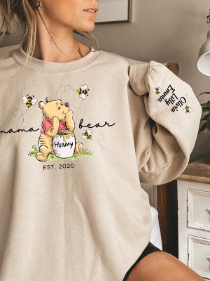 Custom Mama Bear Sweatshirt Mama Est With Kid Name On Sleeve Sweatshirt Personalized Mom Sweatshirt Mothers Day Sweatshirt Unique revetee 2