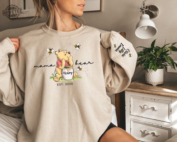 Custom Mama Bear Sweatshirt Mama Est With Kid Name On Sleeve Sweatshirt Personalized Mom Sweatshirt Mothers Day Sweatshirt Unique revetee 2