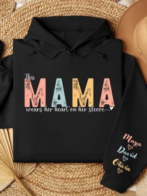 Chic Custom Mama Custom Mom Hoodie Custom Mom Sweater Custom Mothers Day Cute Mama Hoodie Mama Wears Her Heart Unique revetee 2