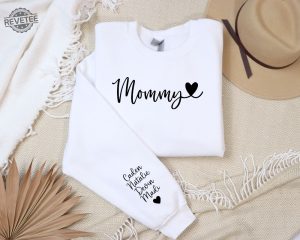 Custom Mommy Sweatshirt Kid Name On Sleeve Custom Mommy Sweatshirt New Mom Sweatshirt Personalized Mom Hoodie Unique revetee 3