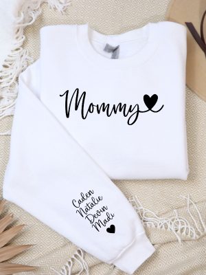 Custom Mommy Sweatshirt Kid Name On Sleeve Custom Mommy Sweatshirt New Mom Sweatshirt Personalized Mom Hoodie Unique revetee 3