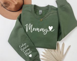 Custom Mommy Sweatshirt Kid Name On Sleeve Custom Mommy Sweatshirt New Mom Sweatshirt Personalized Mom Hoodie Unique revetee 4