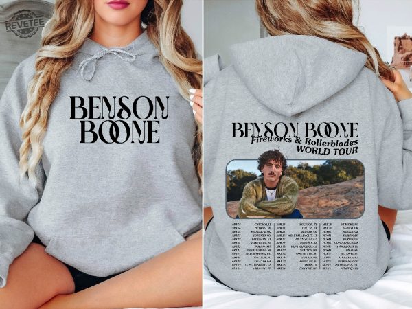 Benson Boone Hoodie Fireworks And Rollerblades World Tour 2024 Shirt Vintage Concert Shirt Benson Boone Tour Merch Unique revetee 1