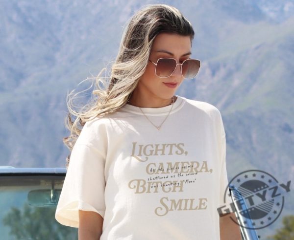 Lights Camera Btch Smile The Tortured Poets Department Shirt giftyzy 1