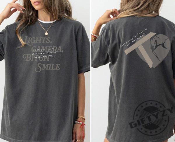 Lights Camera Btch Smile The Tortured Poets Department Shirt giftyzy 5