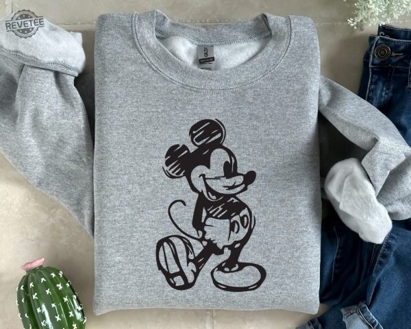 Sketch Mickey Sweatshirt Mickey Mouse Shirts Sketch Disney Family Matching Sweater Disney Vintage Sweatshirt Unique revetee 3