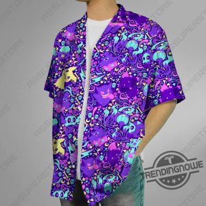Gengar Mimikyu Ghost Hawaiian Shirt Gengar Mimikyu Ghost Hawaiian Button Up Shirt Gengar Mimikyu Ghost Shirt Gift trendingnowe 3