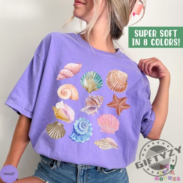Vintage Seashell Mermaidcore Clothing Shell Ocean Animal Beachy Shirt giftyzy 1