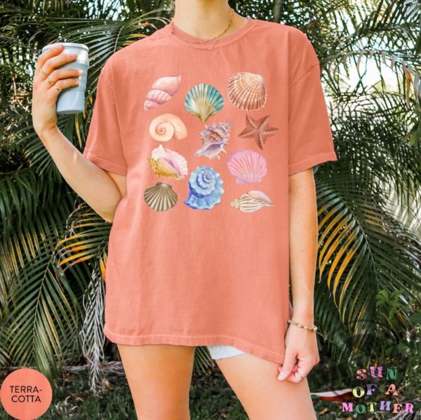 Vintage Seashell Mermaidcore Clothing Shell Ocean Animal Beachy Shirt giftyzy 4