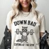 Down Bad Crying At The Gym Racoon Meme Funny Workout Shirt giftyzy 1