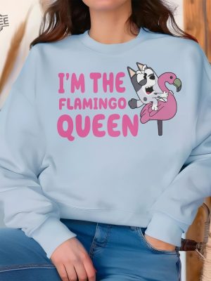 Im The Flamingo Queen Sweatshirt Muffin Blue Dog Sweatshirt Sweatshirt For Mothers Day Blue Dog Characters Hoodie revetee 3