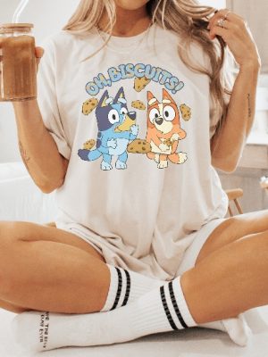 Oh Biscuits Bluey Friends Bluey Mom Shirt Funny Gift For Mom Blue And Red Heeler Tee Bluey Mama T Shirt Bluey Family Shirt revetee 2