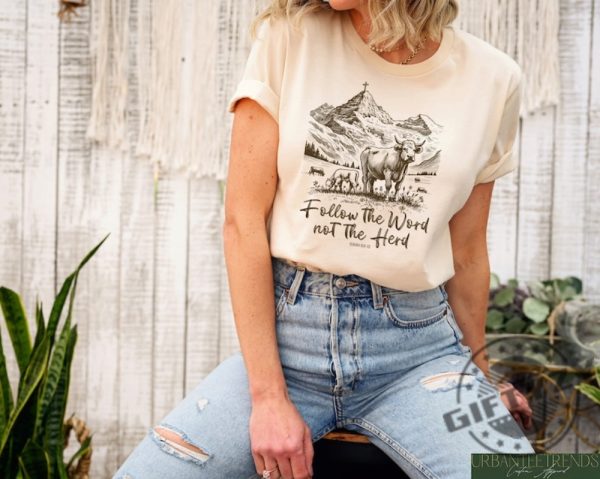 Follow The Word Not The Herd Western Cowboy Christian Country Shirt giftyzy 1