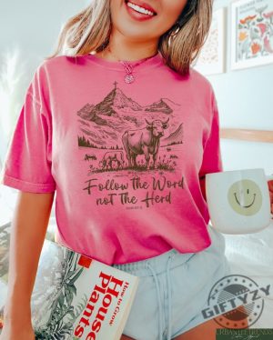 Follow The Word Not The Herd Western Cowboy Christian Country Shirt giftyzy 3