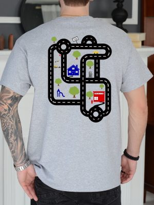 Race On Dads T Shirt Mat Road On Dad Shirt Car Race Track T Shirt Funny Fathers Day Gift From Kids Playmat Tshirt Unique revetee 3