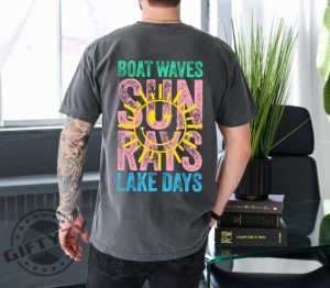 Boat Waves Sun Rays Lake Days Retro Summer Shirt giftyzy 4