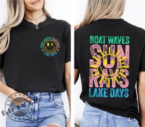 Boat Waves Sun Rays Lake Days Retro Summer Shirt giftyzy 6