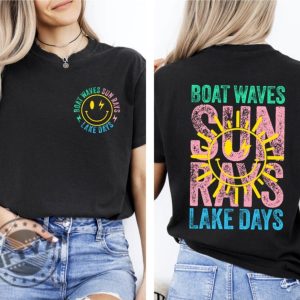 Boat Waves Sun Rays Lake Days Retro Summer Shirt giftyzy 6