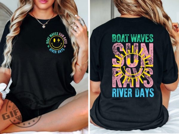 Summer Vibes Boat Waves Sun Rays River Days Trendy Shirt giftyzy 3