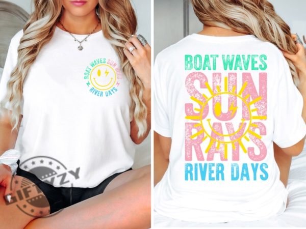 Summer Vibes Boat Waves Sun Rays River Days Trendy Shirt giftyzy 4