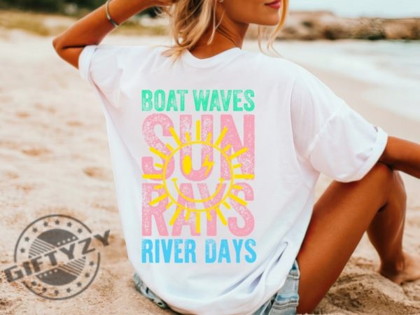 Summer Vibes Boat Waves Sun Rays River Days Trendy Shirt giftyzy 5