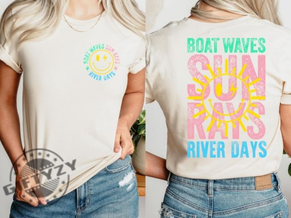 Summer Vibes Boat Waves Sun Rays River Days Trendy Shirt giftyzy 6