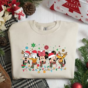 Disney Friends Christmas Sweatshirt Mickey Minnie Mouse Christmas Light Sweatshirt Donald Duck Christmas Hoodie Unique revetee 2